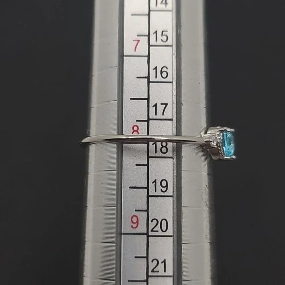 Heart-Shaped Blue CZ Silver Ring‎ Size 8 (NWOT)